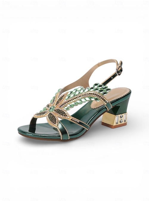 emerald green dress sandals Amazon.com | XYD Women Shiny Diamonds Open Toe Sandals Elegant Crossover Straps Mid Heels Bowknot Evening Shoes (Size 4, Emerald Green)