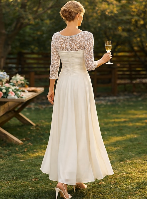 knee length dresses for ladies Tea-Length A-Line Wedding-Guest Dress with Pleats– PromGirl