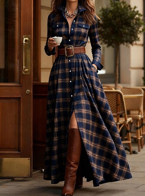 brown gucci dress Multicolor Plaid Maxi Dress WL25-12480 – Southern Soule Designs main image 0