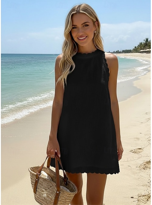 Women's Mini Dress White Dress Graduation Dress Cotton Linen Dress Sundress Basic Casual Daily Vacation Date Regular Fit Plain Sleeveless Crew Neck Blue Black White Pink Summer Spring 2026 - $27.99 Women's Mini Dress White Dress Graduation Dress Cotton Linen Dress Sundress Basic Casual Daily Vacation Date Regular Fit Plain Sleeveless Crew Neck Blue Black White Pink Summer Spring 2026 - $27.99