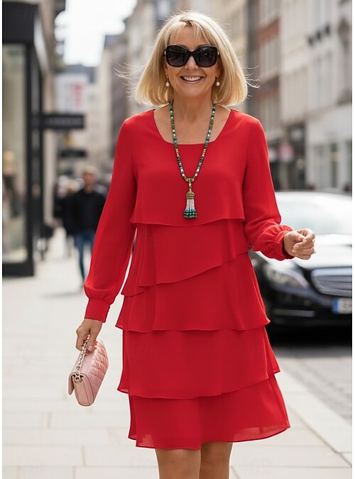 round neck long sleeve tiered midi dress Round Neck Long Sleeve Leopard Tiered Midi Dress
