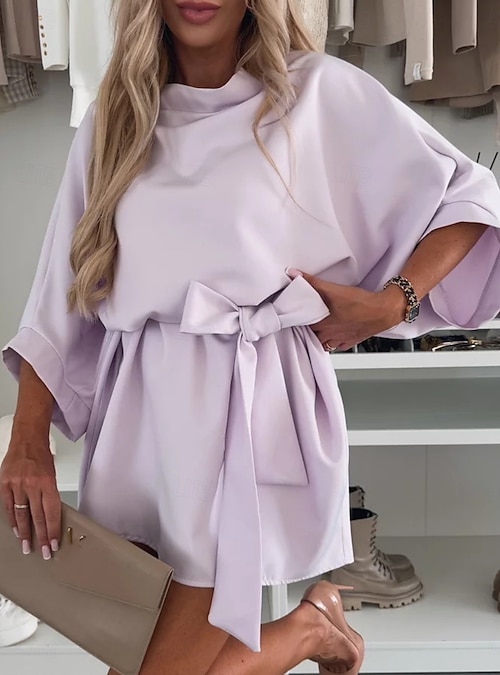 purple mini dress casual Purple Tie Strap Chiffon Mini Dress