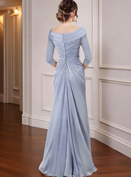 A-Line Mother of the Bride Dress Elegant V Neck Floor Length Chiffon Lace  Long Sleeve with Cascading Ruffles 2026 - $162.99