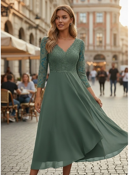 midi chiffon dress casual Women Fairy Chiffon Floral Midi Dress Short Sleeve Fit Flare Party Casual  Summer