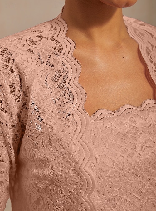 pink lace dress with jacket Kaleidoscope Blush Lace Dress & Jacket