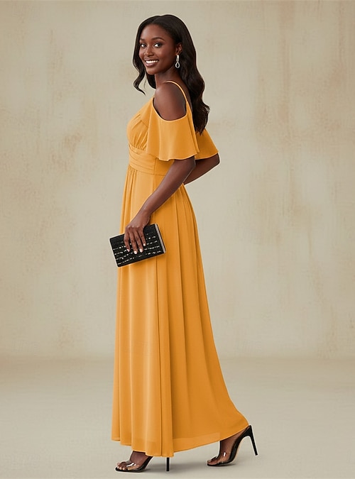 evening beach party dresses Women's Maxi Dress Party Dress Cocktail Dress Chiffon Dress A Line Dress  Elegant Fashion Classic Outdoor Beach Party Regular Fit Plain Short Sleeve  V Neck Blue Yellow Green Summer Spring 2026