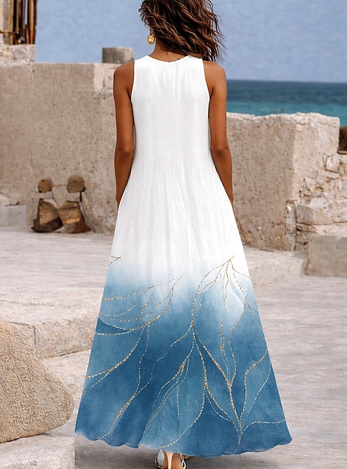 summer holiday maxi dresses Colorful Tropical Maxi Dress with Smocked Bodice Off White / S