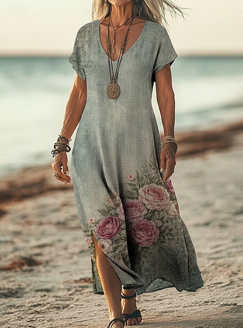 a line maxi dress casual Sleeveless Tie Waist Maxi Dress For Women - Casual Solid Color A Line Sun Dress With Pockets