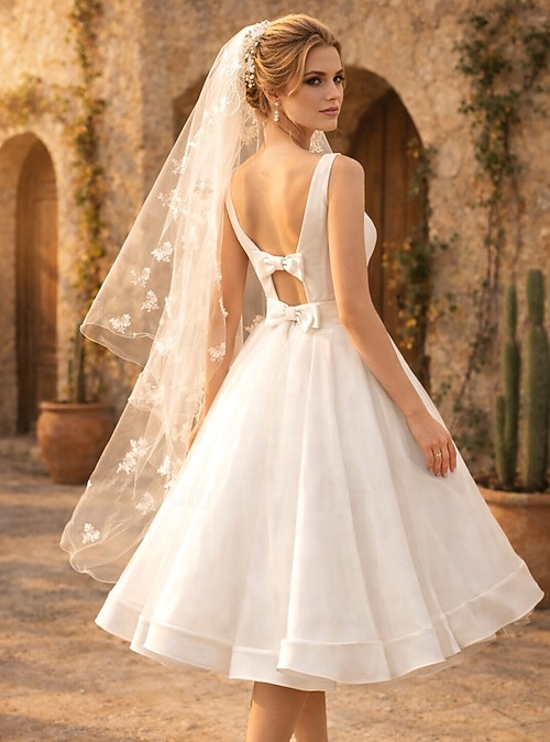 navy blue dress for baby girl June Bridals A-Line Knee-Length Bateau Lace Summer Wedding Dress Long-Sleeve with Bow and Appliques