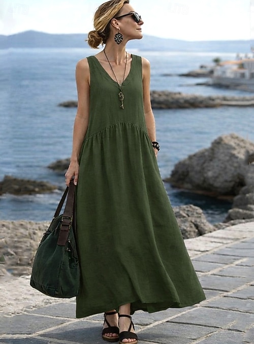 army maxi dress Army Green Ruffle V-Neck Maxi Dress