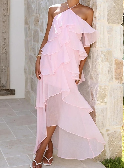 light pink midi dress casual Light Pink Floral Print Cotton Dress - Midi Dresses
