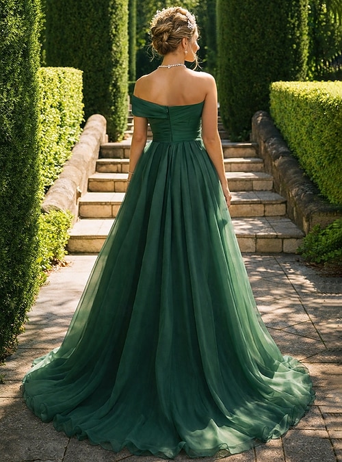 sachin and babi light blue dress Emerald Green Dress Satin Maxi Dress With Split Dark Green Plunging V Neck  One Shoulder High