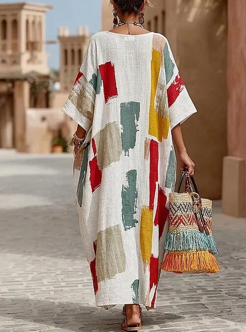 casual boho style dresses Vintage Boho Maxi Dress