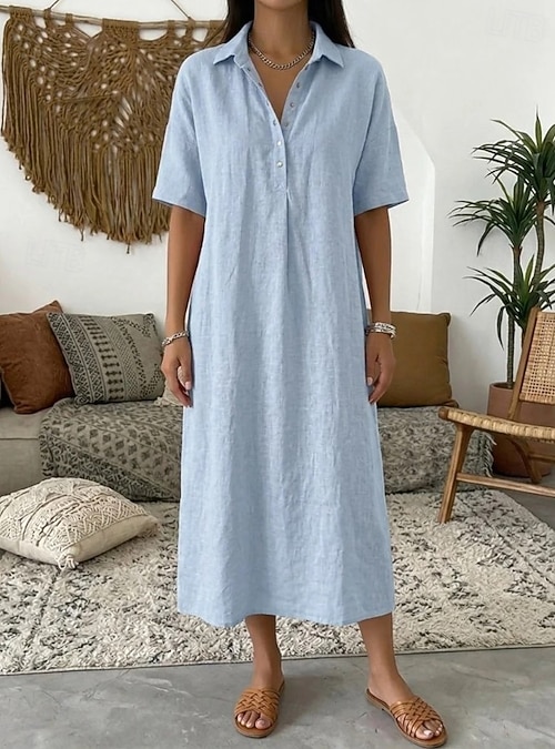 loose midi summer dresses vokkrv Women Summer Dresses Sleeveless Casual Loose Swing Button Down Midi Dress, Women's, Size: Medium