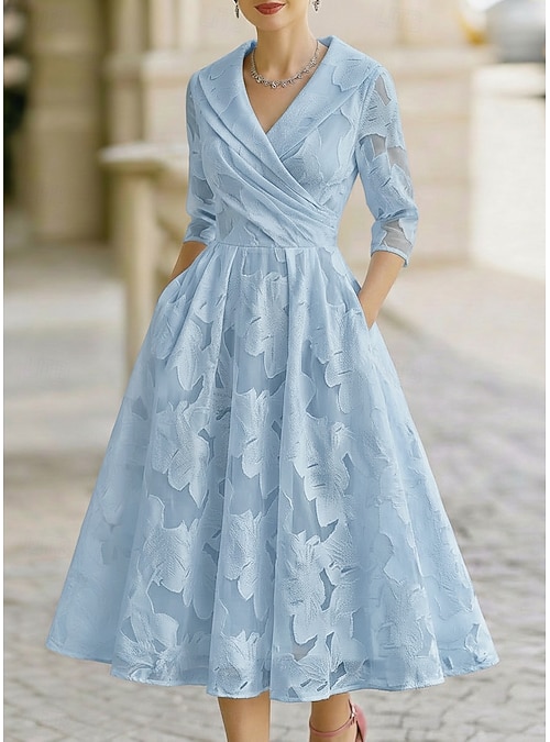 ankle shirt dress A-Line Ankle Length Shirt Dress Party Dress Cocktail Dress Mother of the Bride Dress Long Sleeve Shirt Collar Elegant Wedding Formal Taffeta with Pleats Slit 2026