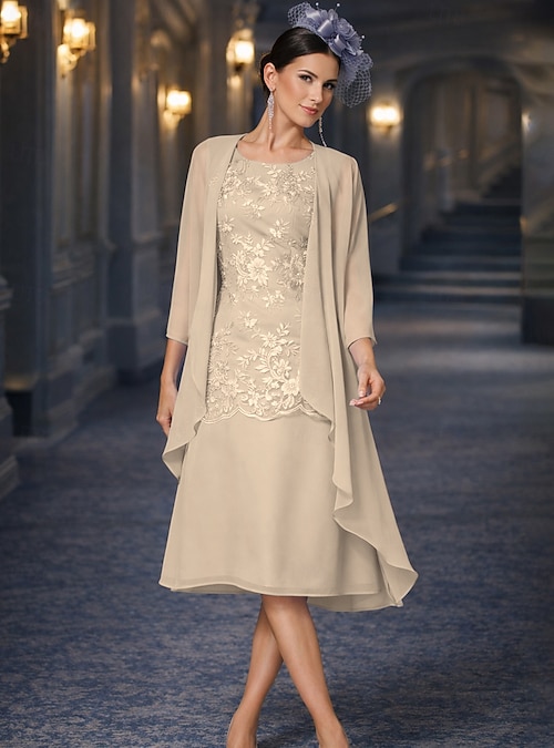 chinese dress ladies 2 Pieces Mother of The Bride Dresses 2026 Women's A-Line/Princess Short Sleeves Formal Evening Gown Wedding Party Dress with Jacket, Dusk main image 0