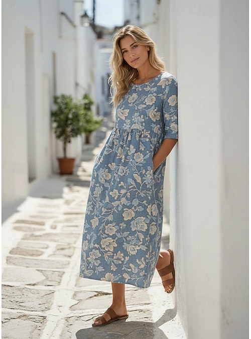 classic floral midi dress Floral Navy Maxi Dress | Trendy Women's Dress