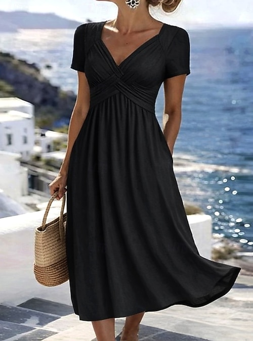 midi x line dress New Anthropologie x Maeve Square-Neck Tie-Back A-Line Midi Dress Size 6