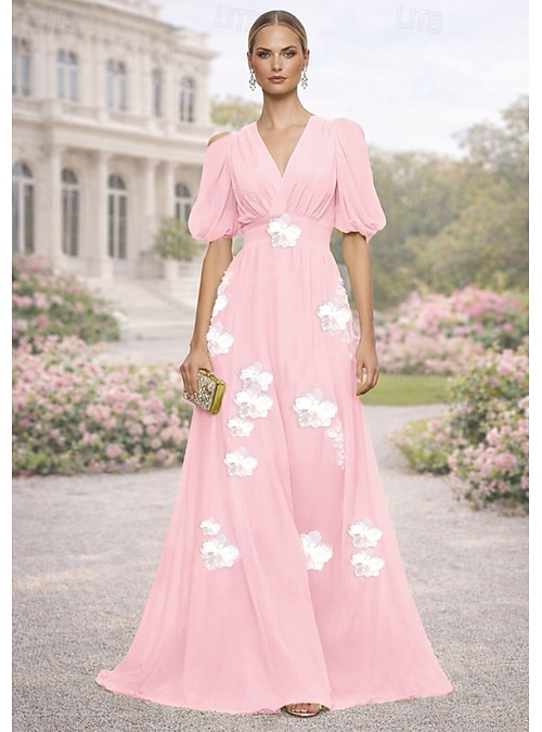 purple lavender dress A Line V Neck Floor Length Lilac Chiffon Long Prom Dress, Lilac Lavend –  abcprom