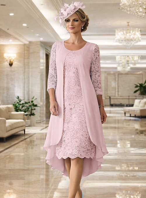 white christmas dresses Formal Short Sleeves Ankle Length Chiffon Wedding Guest Dresses main image 0