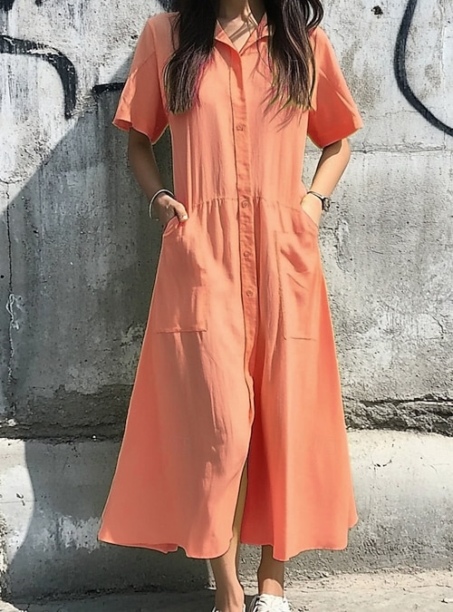 burnt orange maxi dress casual Rusty Orange Maxi Dress, Linen Kaftan Dress, Womens Clothing Summer Dresses, Orange Linen Loose Sleeveless Dress, Simple Linen Dress