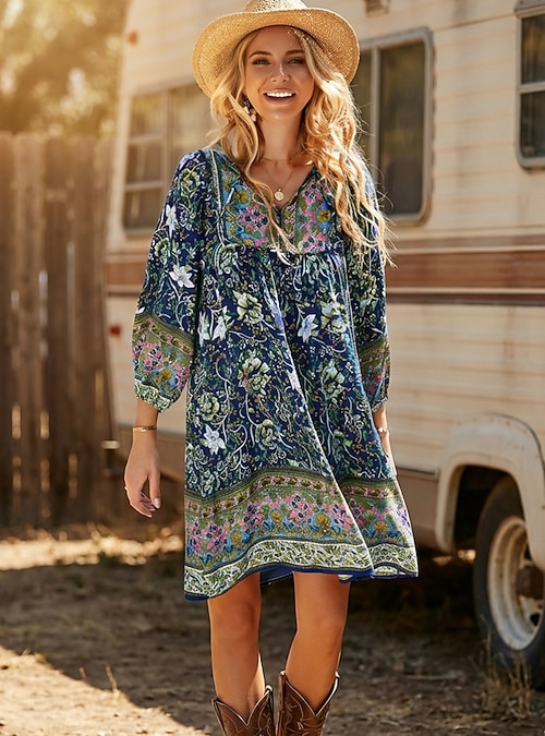 casual boho mini dress woman Button through Boho Mini Dress in White