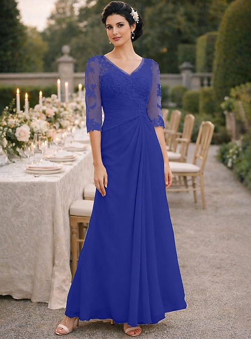 a line plus size wedding guest dresses Chiffon Aline Dress On Sale-Bridelily Midi length Ever-Pretty Plus Size V-Neck Short