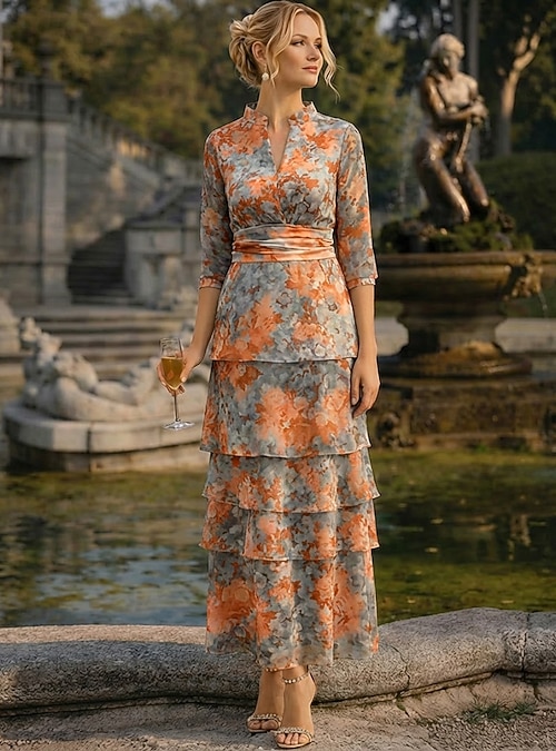 orange floral mother of the bride dresses Sheath/Column Mother of the Bride Dresses with Sequins Burnt Orange