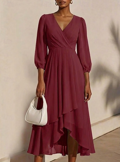 red chiffon swing dress Hfyihgf Womens Tie Waist Ruffle Dress Off Shoulder Lantern Long Sleeve  Chiffon Short Dresses A-Line Casual Swiss Dot Swing Dress(Red,XL)