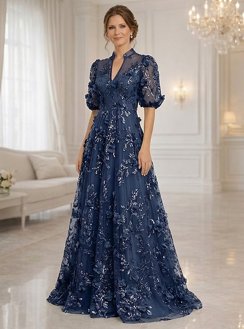 maxi dress for mom ZenCart Women's Lace Maxi Dress Crew Neck Pleated Swing A-line Dress Mother  of The Bride Long Dress for Wedding Party