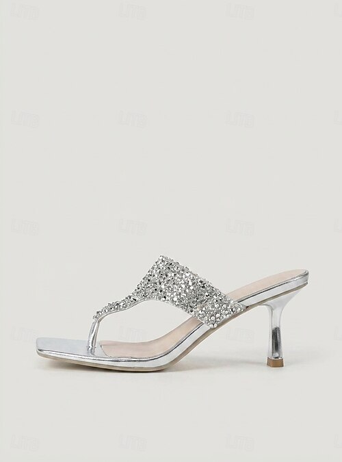 silver thong dress sandals Michael Kors Women's Loretta Mid Slip-On Thong Dress Sandals
