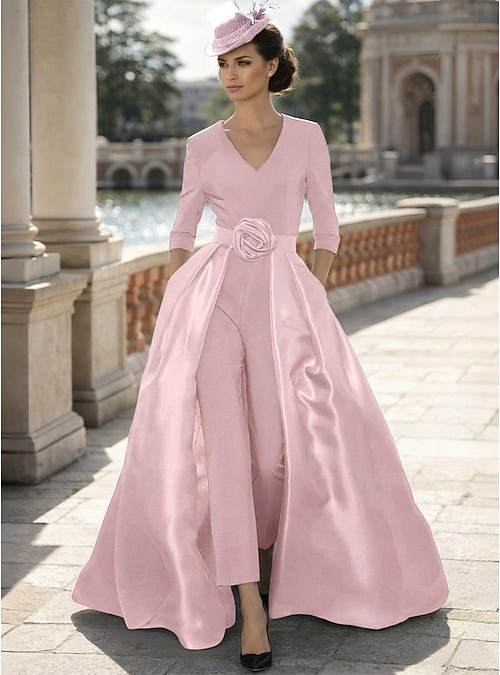 Jumpsuit Pantsuit Sweep Brush Train Mother of the Bride Dress 3/4