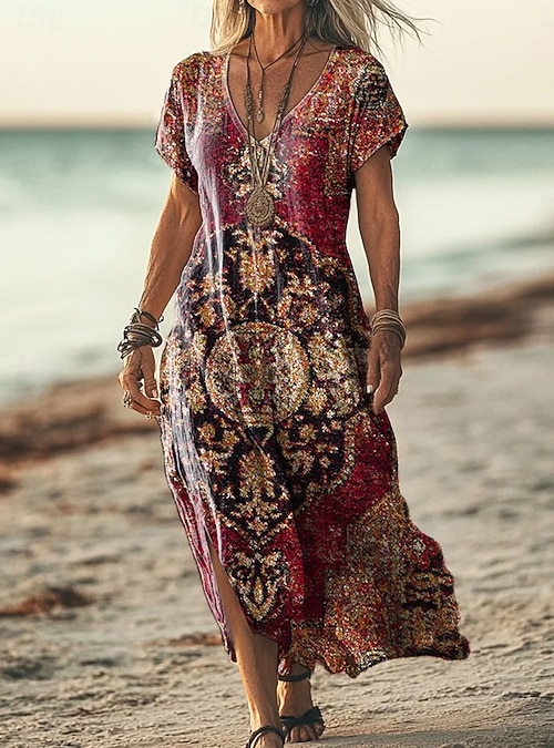 dark red t shirt dress Solid Dark Burgundy Red T-shirt Dress for Women, Cute Aesthetic Fashion Shirt Dress, All Over Print, Loungewear, Aloha Hawaiian Beach Dress