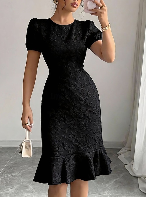 midi black ribbed dress Provence Dress