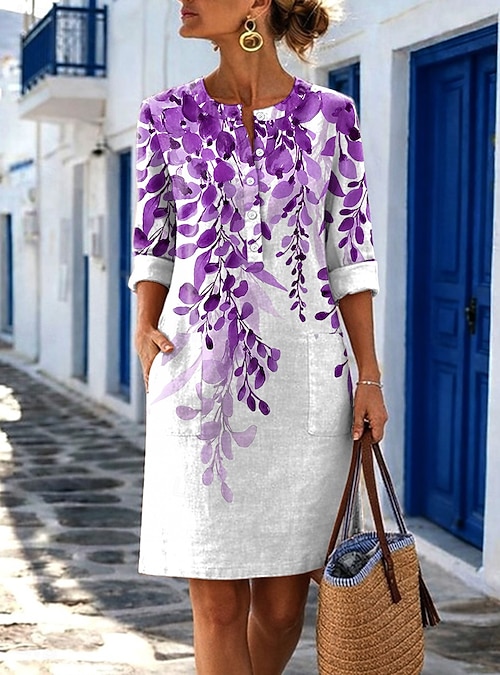long sleeve knee length dress casual Spocket | Dropship