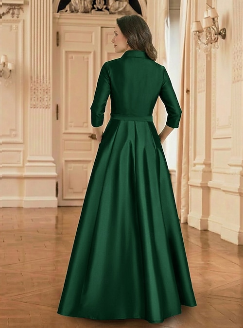 A-Line Floor Length Shirt Dress Wedding Guest Dress Formal Dresses Mother of the Bride Dress Half Sleeve Shirt Collar Minimalist Formal Wedding Guest Fall Satin with Bow(s) Pleats 2026 - AU $286.69 A-Line Floor Length Shirt Dress Wedding Guest Dress Formal Dresses Mother of the Bride Dress Half Sleeve Shirt Collar Minimalist Formal Wedding Guest Fall Satin with Bow(s) Pleats 2026 - AU $286.69