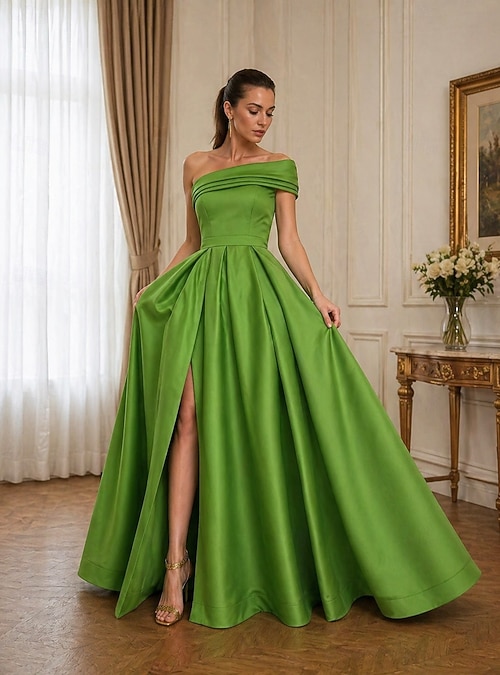 A-Line Floor Length Prom Dresses Evening Gown Quinceanera Dresses Ball Gown  Elegant Princess Sleeveless One Shoulder Prom Evening Party Backless with  Slit 2026 - $114.99