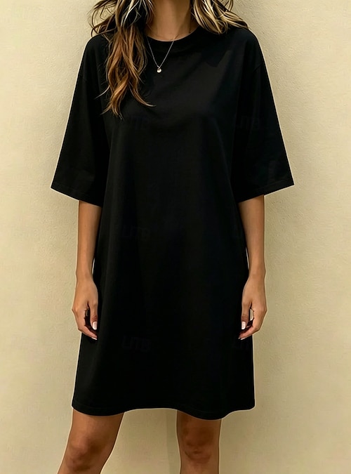Women's Knee Length Dress Shift Dress Casual Dress T Shirt Dress Tee Dress Fashion Modern Daily Vacation Regular Fit Plain Short Sleeve V Neck Black White Yellow Brown Spring Fall 2026 - 70 Women's Knee Length Dress Shift Dress Casual Dress T Shirt Dress Tee Dress Fashion Modern Daily Vacation Regular Fit Plain Short Sleeve V Neck Black White Yellow Brown Spring Fall 2026 - 70