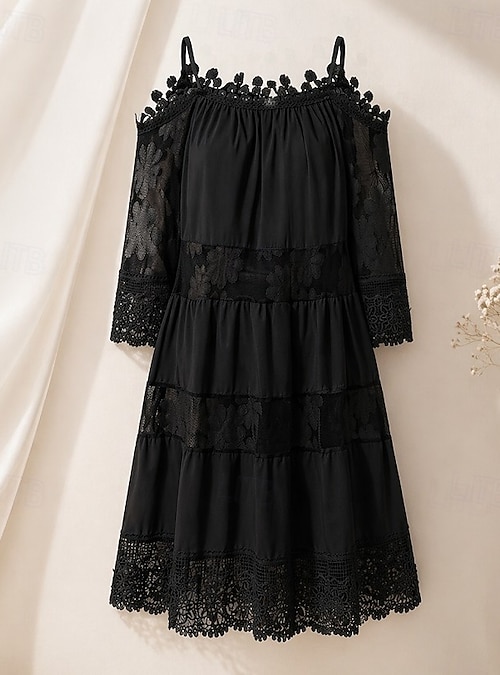 ankle length cocktail dresses Lavetir Sheath/Column Off-the-Shoulder Long Sleeves Ankle-Length Cocktail Dresses With 3D Floral 2026 main image 1
