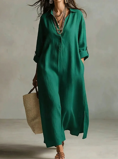dark green long sleeve shift dress MILLIE dress in Dark Green