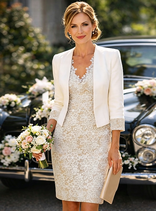 jacket dress wedding guest GRACE KARIN Women's Mother of the Bride Formal 2 Piece with Apricot S : Clothing, Shoes & Jewelry Colors may vary slightly due to different monitor settings Two Piece Sheath Column Knee