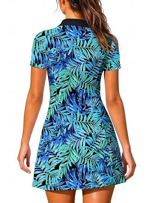 Women's Floral Tropical Tennis Dress Sports Dress Short Sleeve Print Breathable Tennis Golf Badminton Collar Polo Collar Dress Blue Tennis Clothing Women's Floral Tropical Tennis Dress Sports Dress Short Sleeve Print Breathable Tennis Golf Badminton Collar Polo Collar Dress Blue Tennis Clothing
