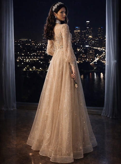 cute long blue dresses Sky Blue V Neck Beaded Prom Dress Pearls Tulle Cute Prom Dress PG836 US12 / Sky Blue