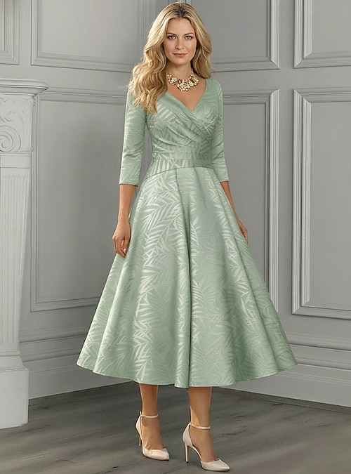 satin ankle length dress Ankle Length Bridesmaid Dresses Satin V Neck – Lisposa main image 1