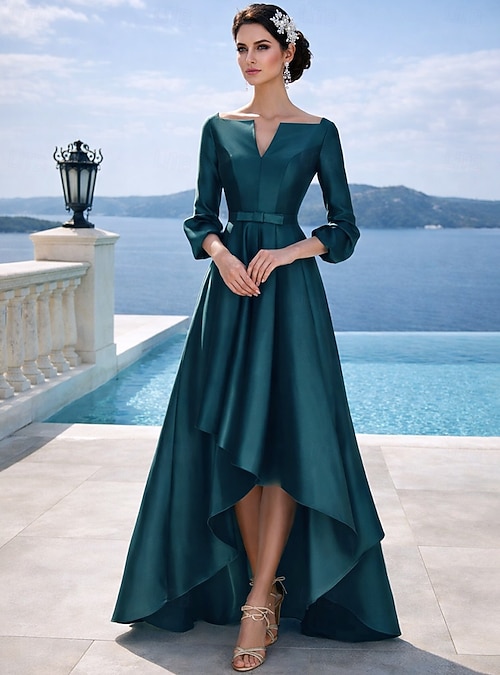 slim fit dress slacks Ever-Pretty Pleated V-Neck 3/4 Sleeves Asymmetrical Hem Cocktail Dress main image 1