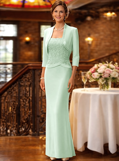 plus size bridesmaid dresses with jackets Two Piece A-Line Mother of the Bride Dress Fall Wedding Guest Dresses BL Dress