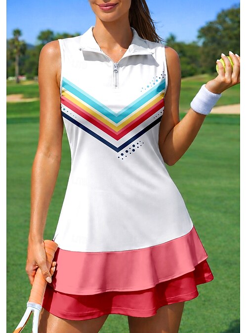 pink and green tennis dress Green Stripe Tennis Dress