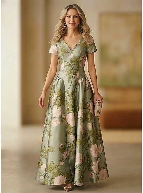 green floral black tie dress Olive Green Dresses
