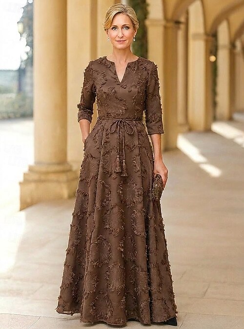 brown a line wedding guest dress Seal Brown Country Wedding Guest Dresses
