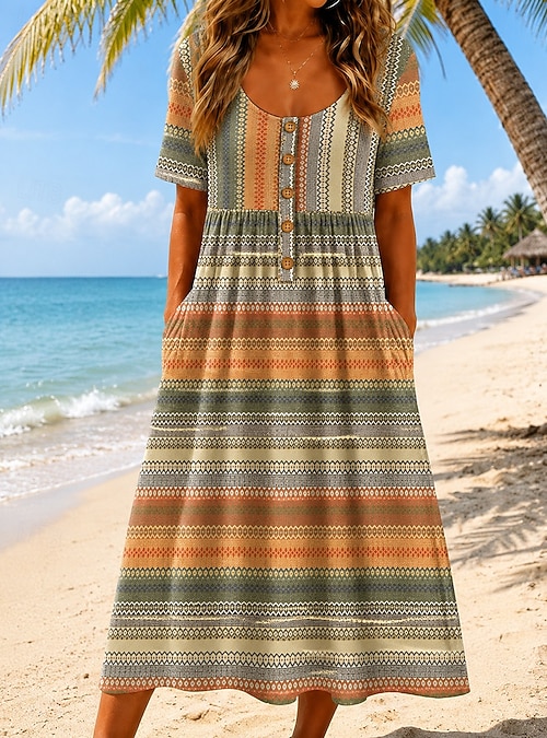 summer holiday midi dresses Summer Strolls Halter Neck Tie Midi Dress